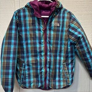 The North Face 560 down puffer reversible hooded jacket girls size XL‎ 16/18